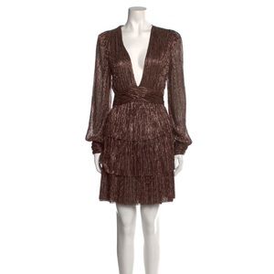 LIKE NEW Sabina Musayev brown metallic tiered dress size small retail $400-$500